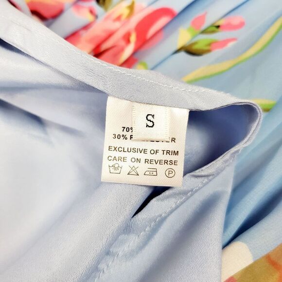 Blue Sky Pleated Floral Pattern Midi Summer Dress SALE - Picture 11 of 11